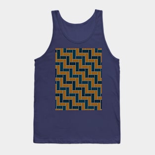 Geometric Tiles in Dark Tan, Green and Teal Tank Top